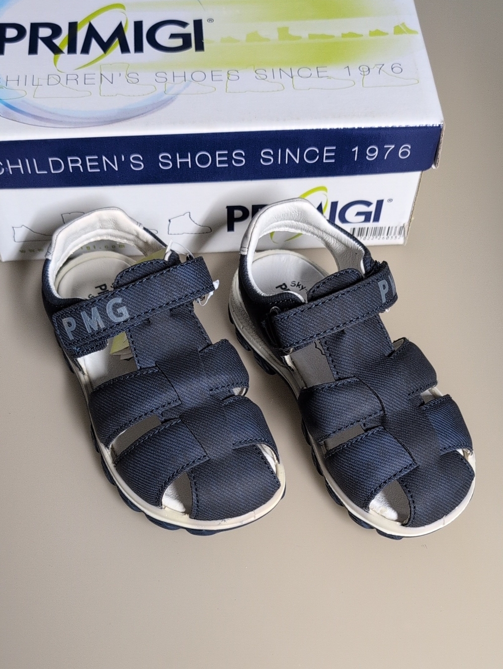 Primigi Navy Blue Closed-Toe Kids Sandals with Hook-and-Loop Strap